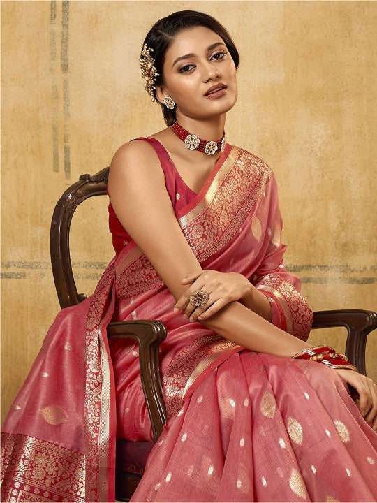 Ethnic Motifs Woven Design Zari Banarasi Saree