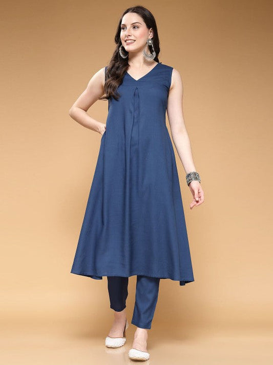 V-Neck A-Line Kurta with Palazzos